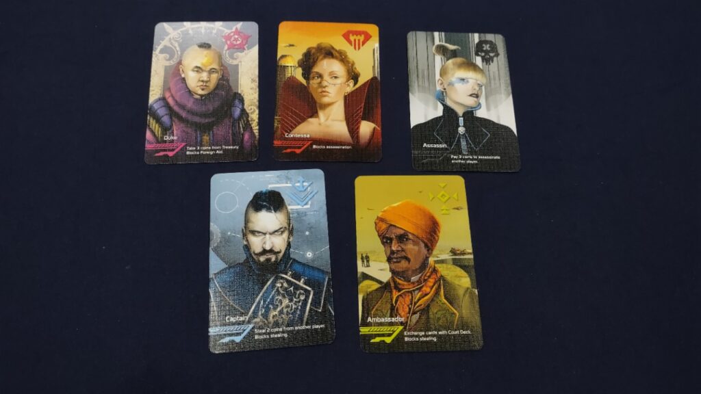 Coup board game charecter cards